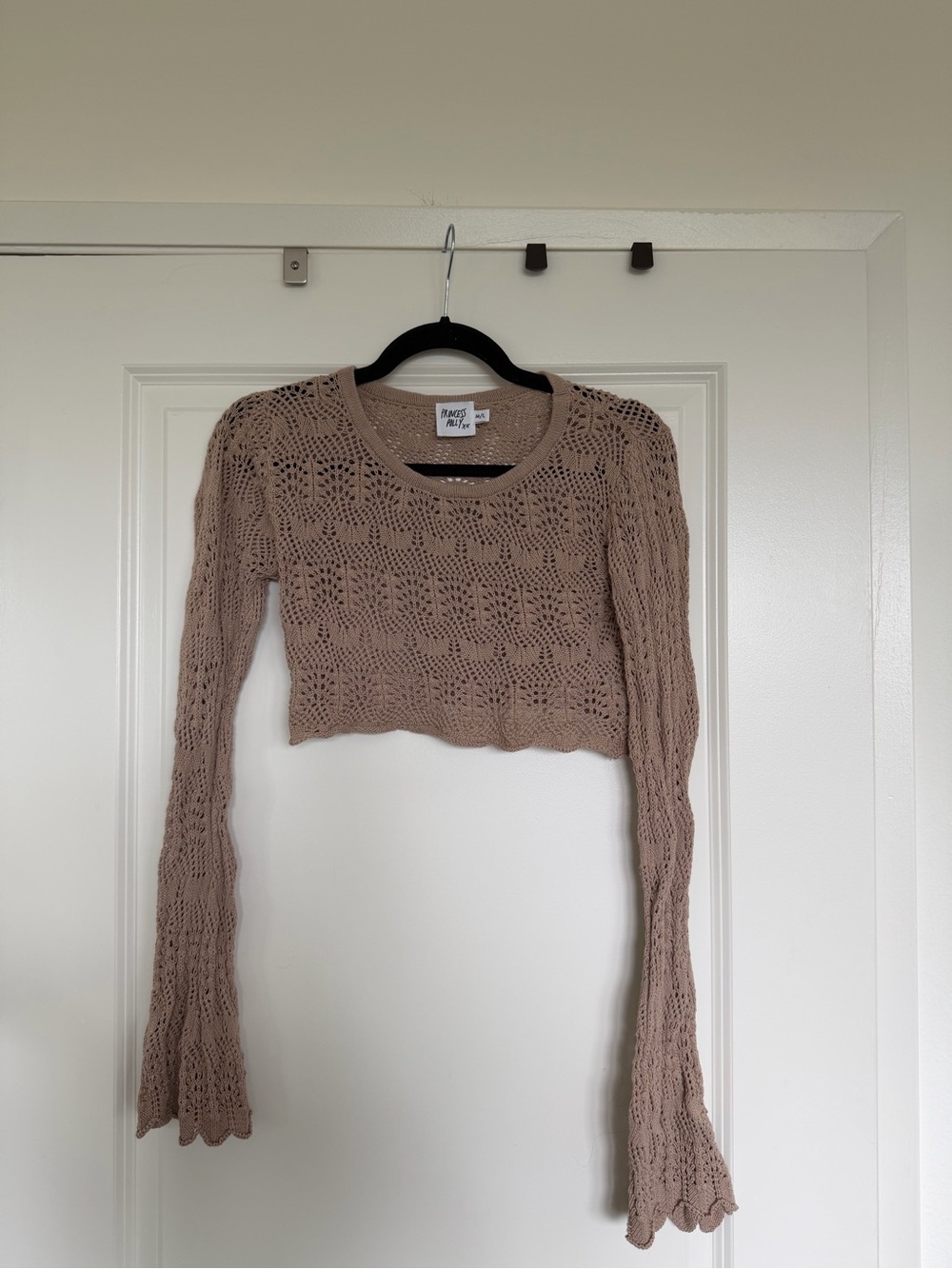 Princess Polly Open-Knit Cropped Sweater in Dusty Mauve